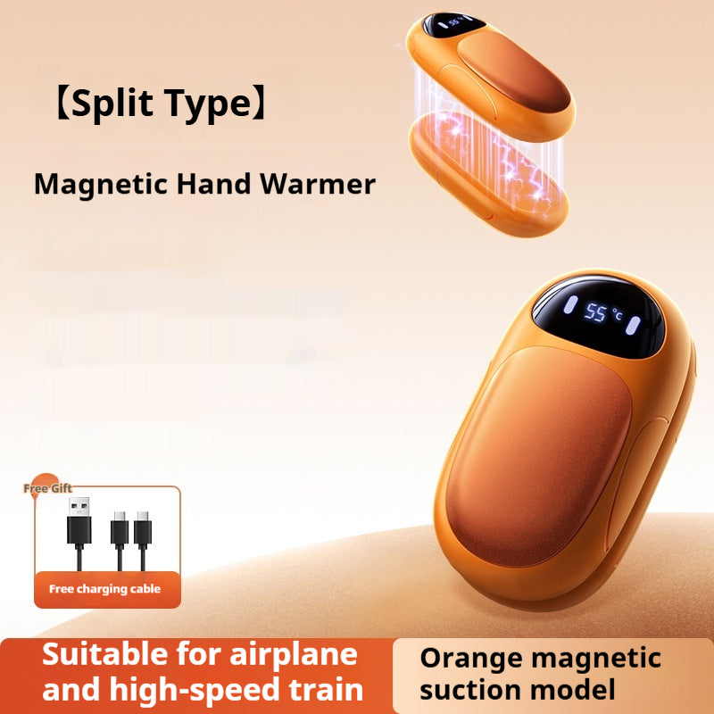 Magnetic Mini Split Type Hand Warmer With Charging Function