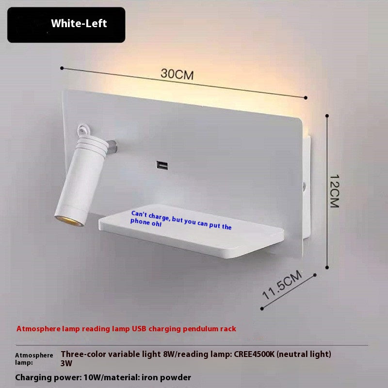 Bedside Wall Lamp Bedroom Modern Minimalist USB Mobile Phone Wireless Charging