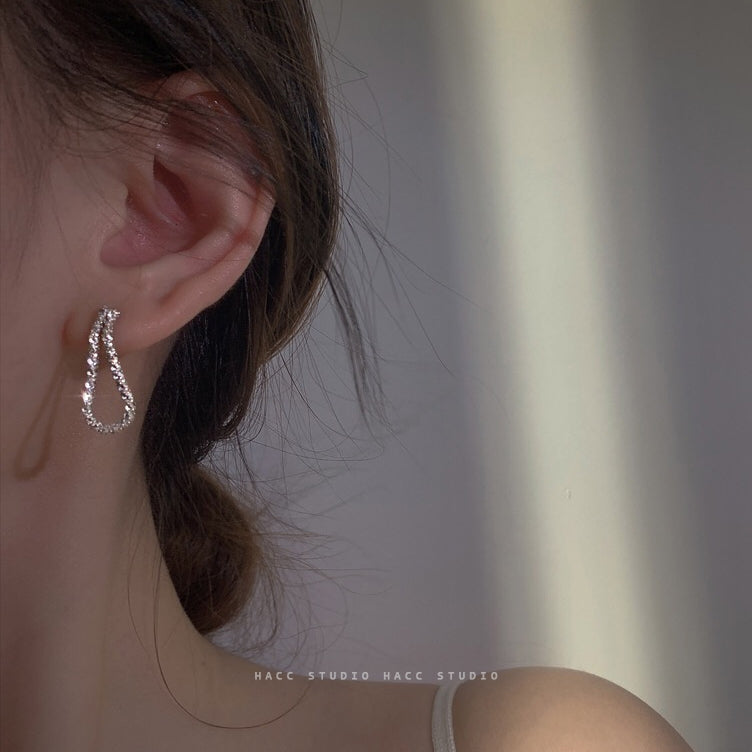 1 Pair 999 Sterling Silver Beaded Teardrop Earrings, Shiny & Minimalist, Perfect For Daily, Dating & Business, Ideal Valentine's Gift