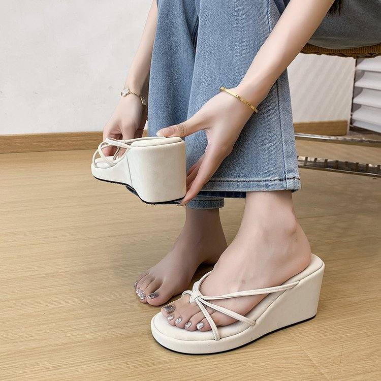 2026 Summer New Korean Casual Women's Wedge Slides, Anti-slip Fashion Sandals For Teen Girls, Perfect To Match Dresses