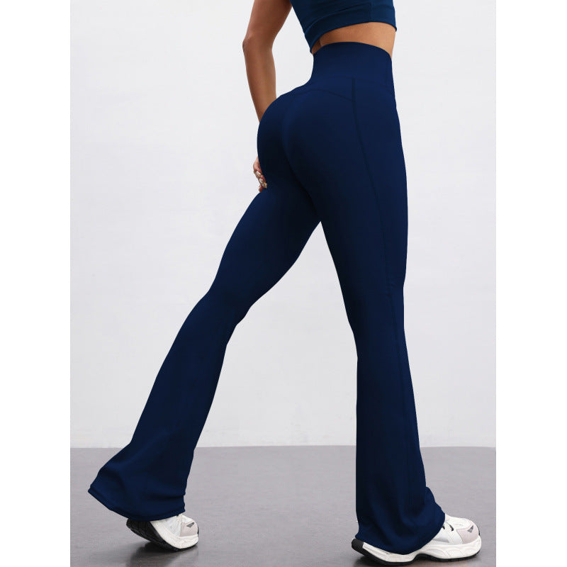 High-waisted Casual Flared Pants For Fitness And Sports