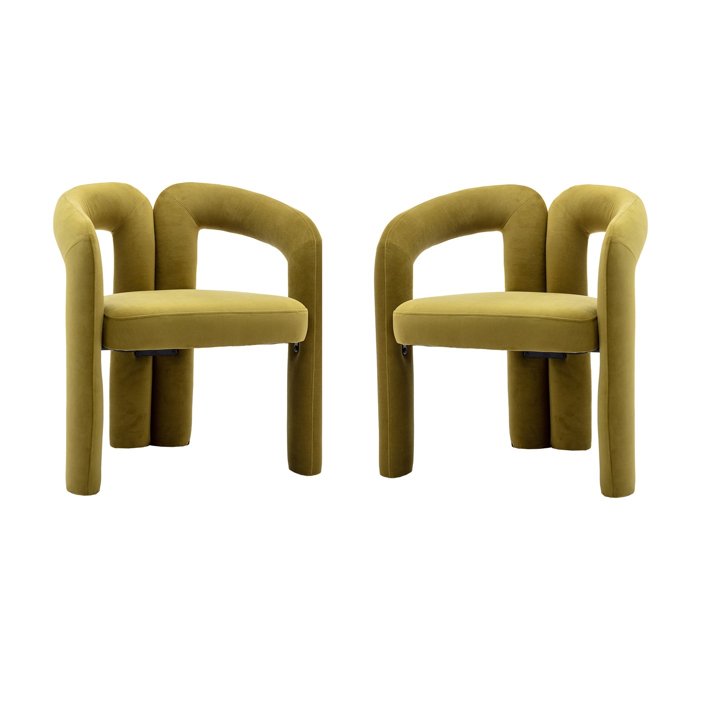 Contemporary Designed Velvet Fabric Upholstered Accent Dining Chair  Barrel Side Chairs Kitchen Armchair For Living Room Set Of 2  Olive Velvet