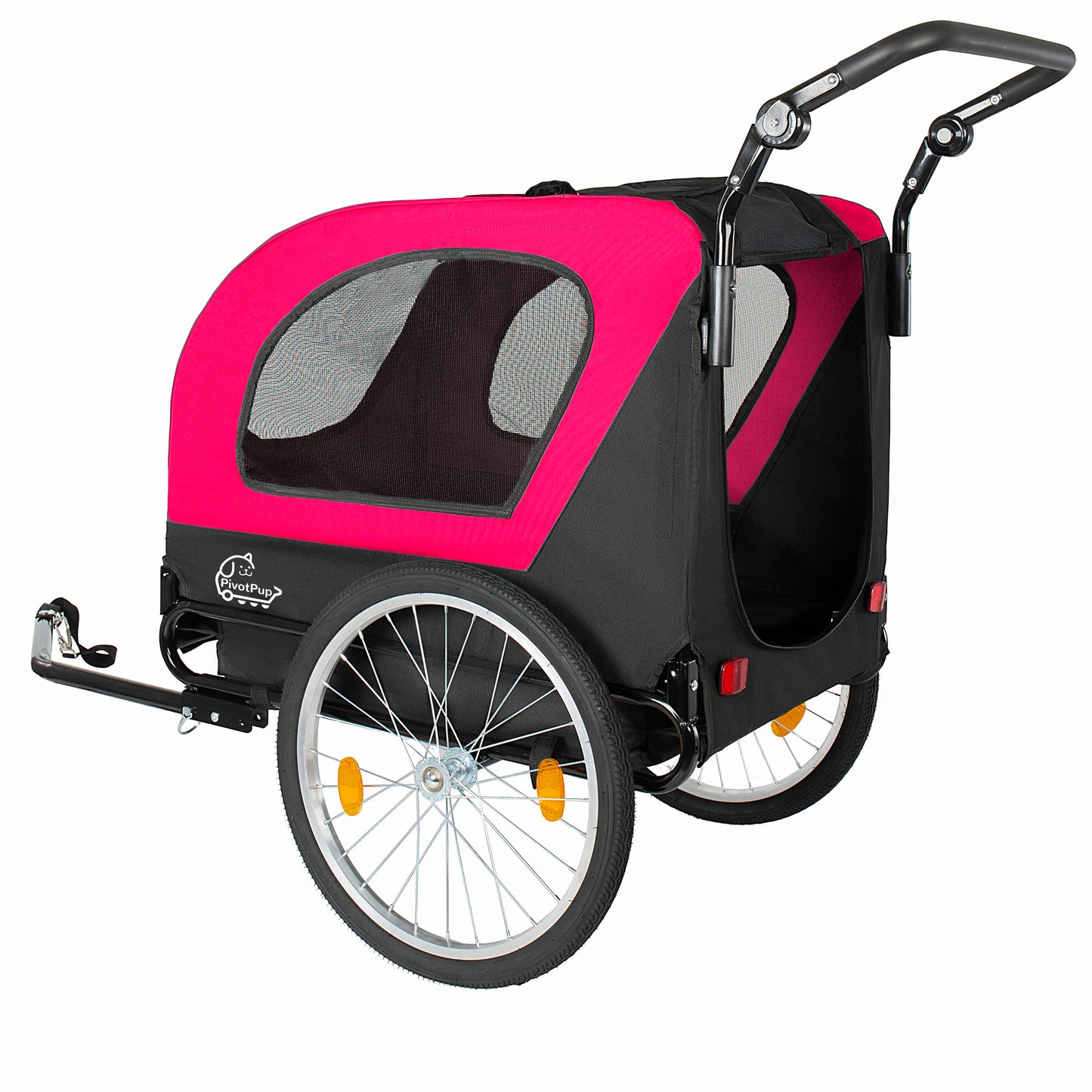 2-in-1  Bike Trailer & Pet Stroller For Dogs Up To 110lbs Foldable Pet Carrier Cart With Front Caster & 20   Quick Release Air-Filled Wheels, Breathable Mesh And PVC Rain Cover, Red