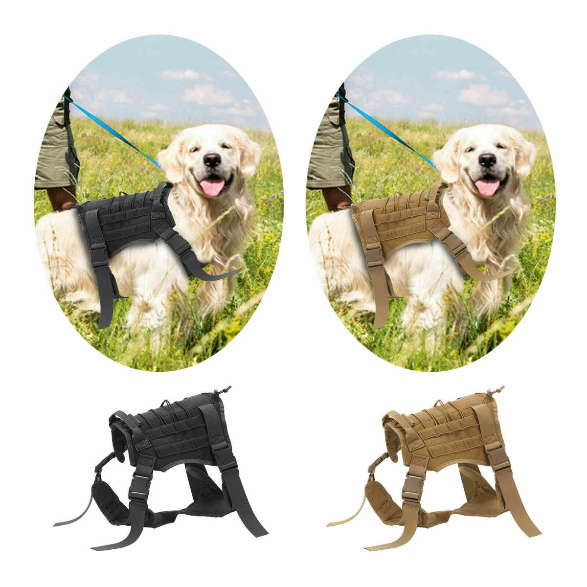 No-pull Dog Harness Pet Puppy Large Dog Vest Adjustable Padded Handle L Size AU-black