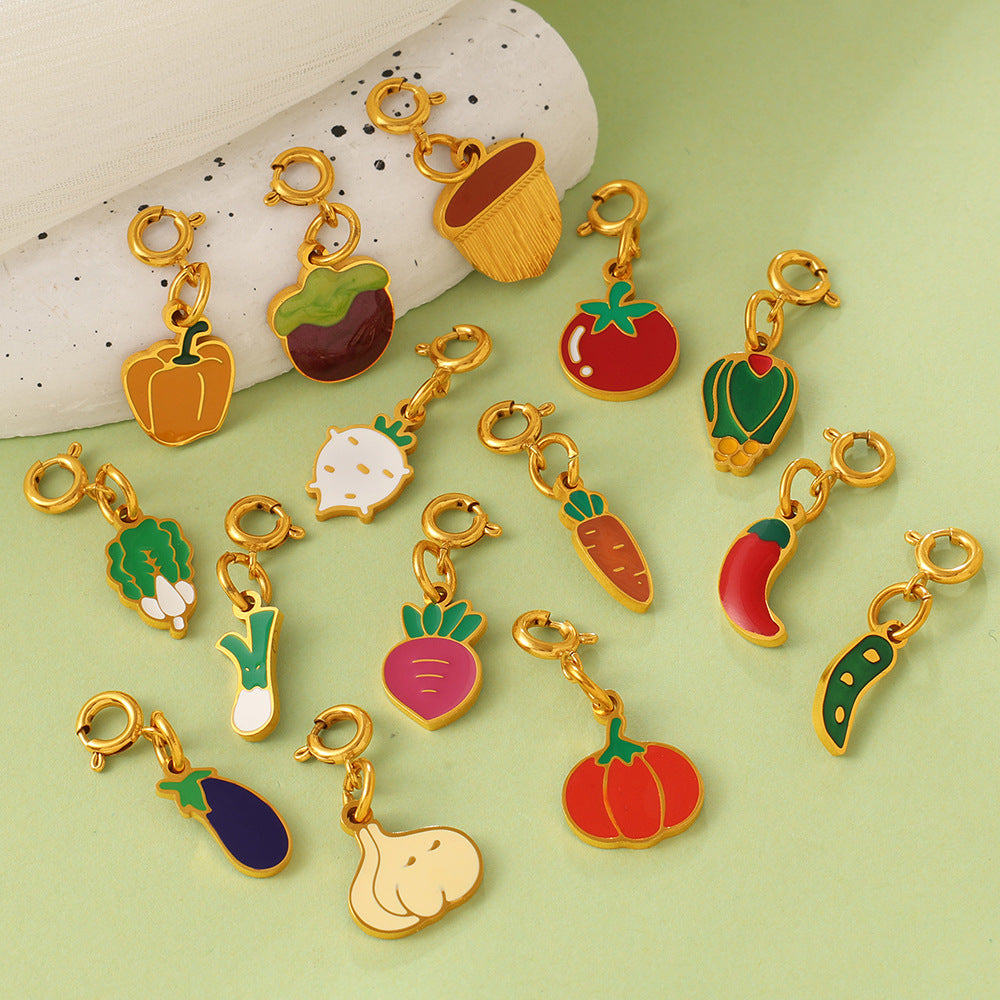 Country-style Cute Vegetable Series Jewelry Clasp Pendant Stainless Steel DIY Bracelet And Necklace Accessories