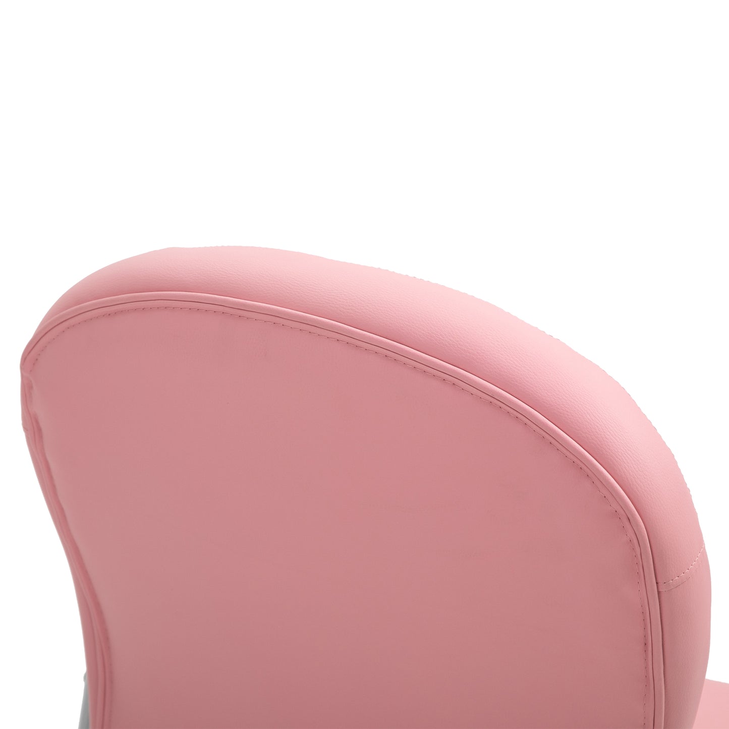 Makeup Vanity Chair, PU Leather Computer Task Chair with Button Tufted, Padded Armrests, Adjustable Height and Swivel Wheels, Pink