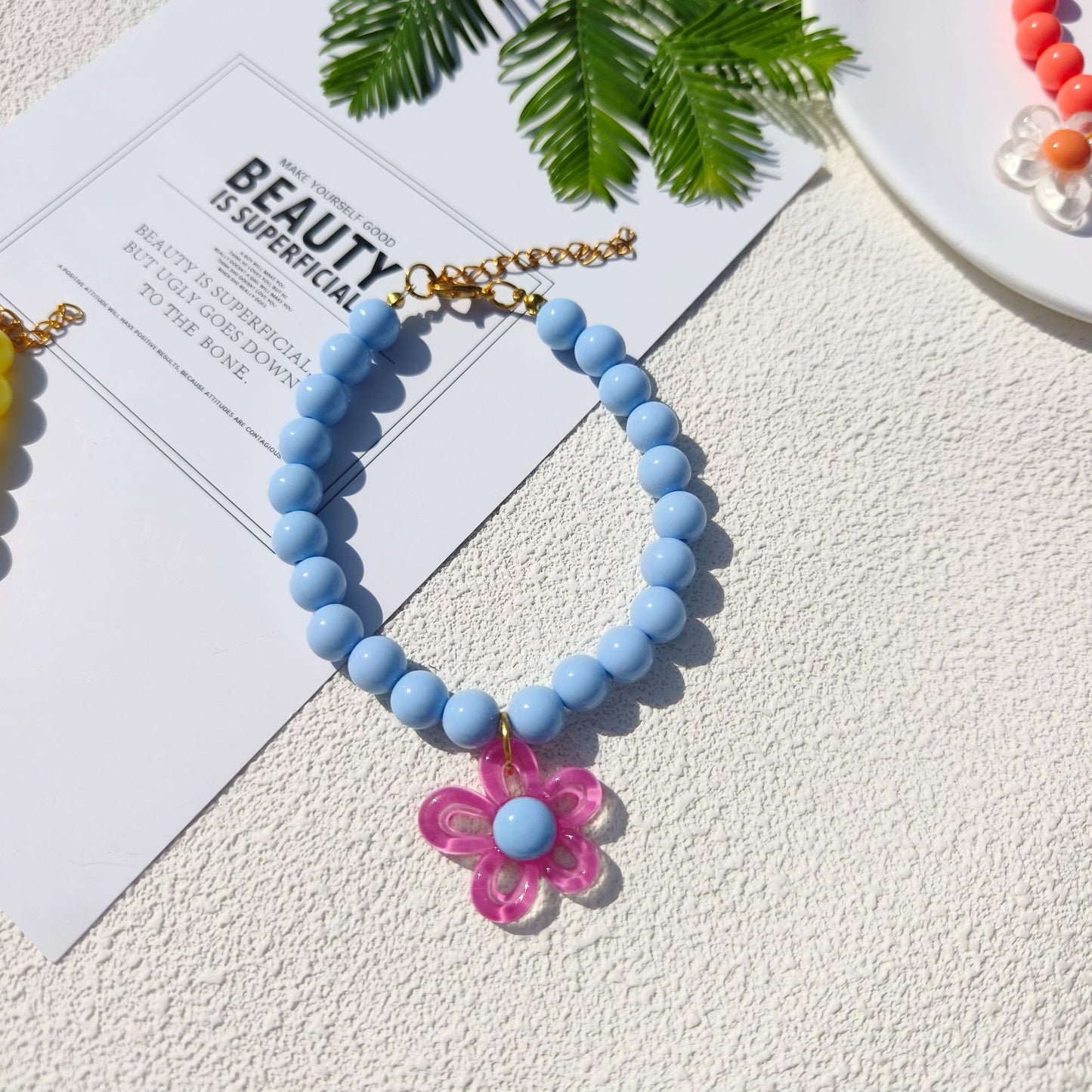 Dopamine Flower Pearl Pet Necklace