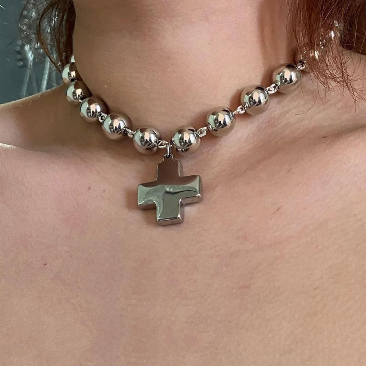Hip Hop Chunky Cross Accessories Ball Bead Chain