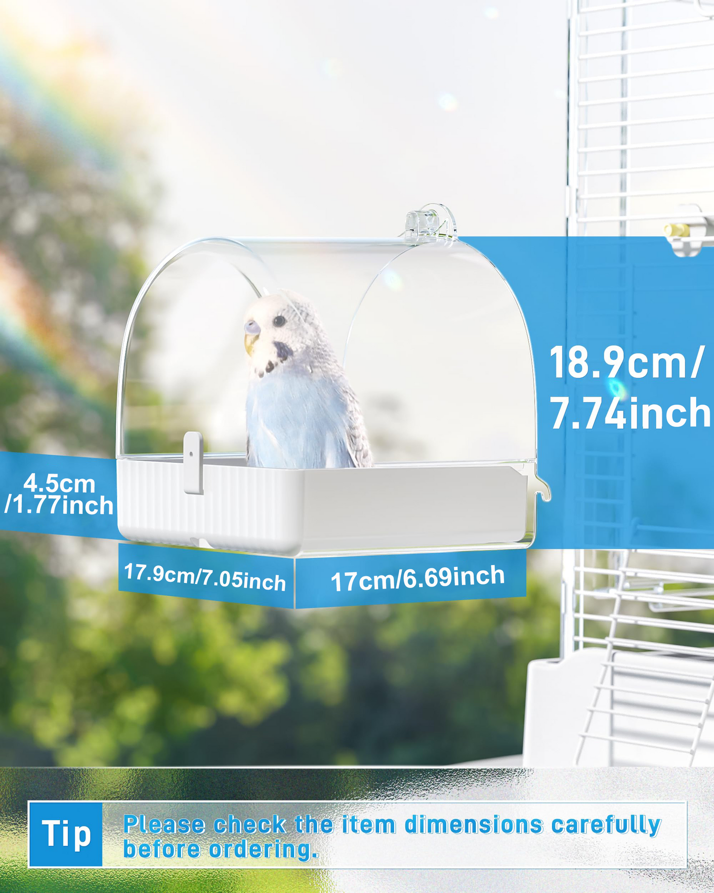 Hanging Bird Bath For Cage, 3 In 1 Multifunction Bird Bath&Bowl&House, Bird Cage Accessories Suitable For Small To Medium Birds, Like Lovebirds, Finches, Parakeets, Mannikin