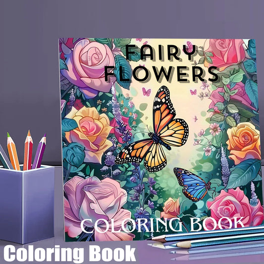 28 Pages Fairy Flowers Coloring Book Coloring Book For Adult Stress Reduction Colouring Book Valentine's Day Gifting, Birthday Party Gift, Drawing Supplies, Christmas Gift, Back To School Supplies
