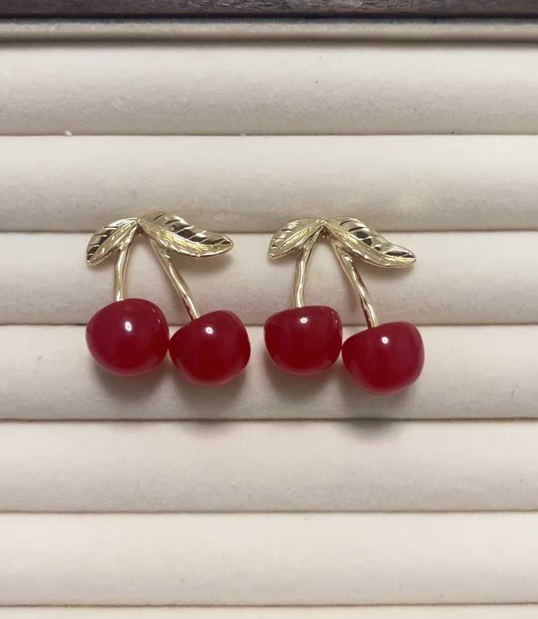 Korean Internet Celebrity New Red Cherry Earrings Niche