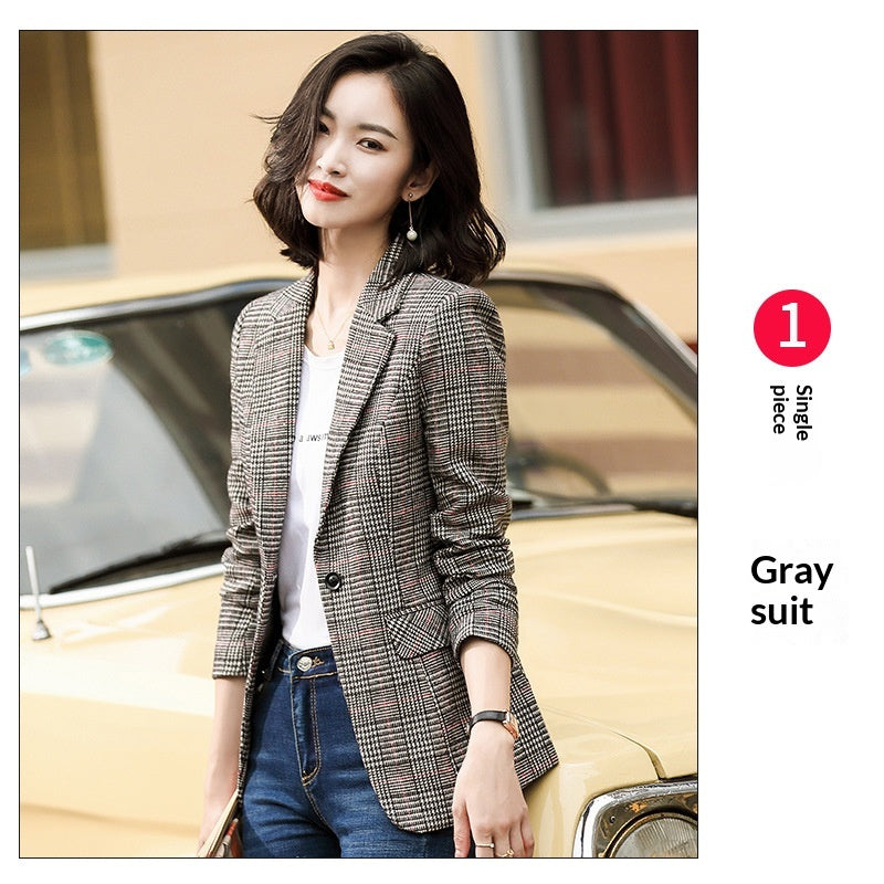 Plaid Blazer Womens Korean-style British-style AutumnWinter