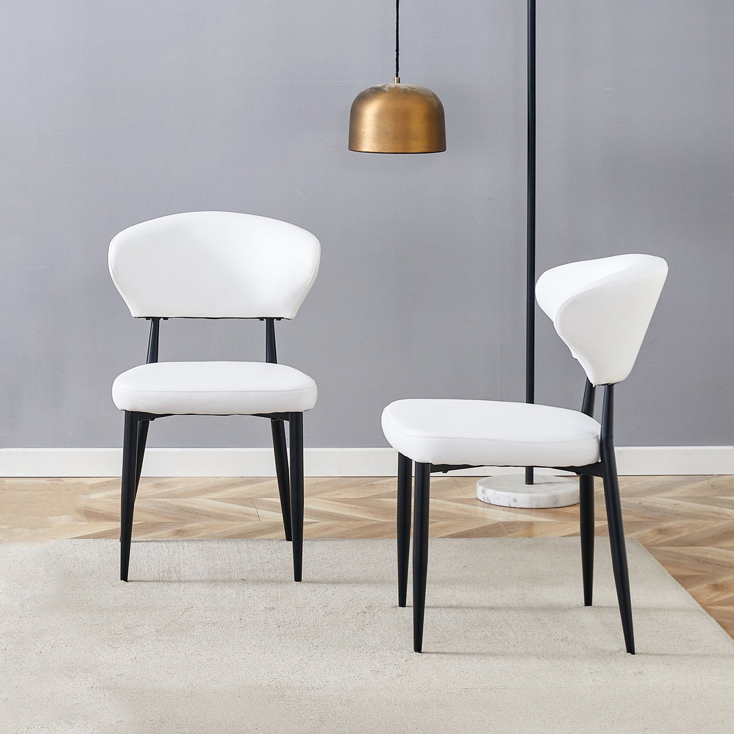 White Minimalist Ergonomic Dining Chair With Curved Backrest, Comfortable In Design Opens Up A New Sitting Posture Full Of Comfort And Simple Eleganz.Im Package Of 2 Chairs.