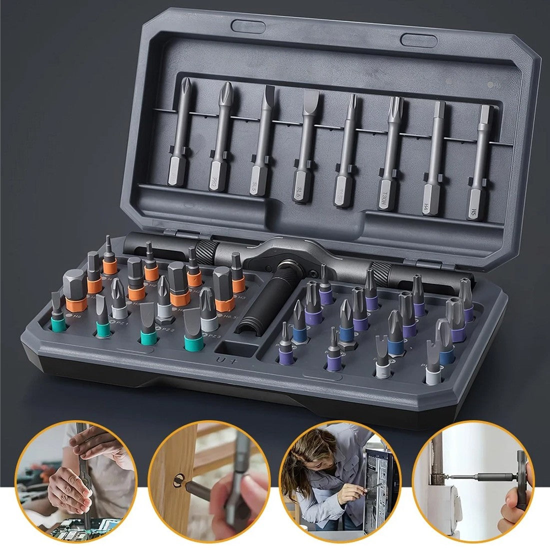 Magnetic Screwdriver Set, 42 In 1 DIY Ratchet Screwdriver Kit For Home, Bikes