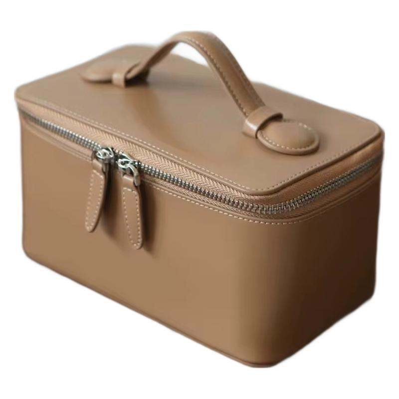 Handheld Leather Cosmetic Bag Large-Capacity Makeup Organizer