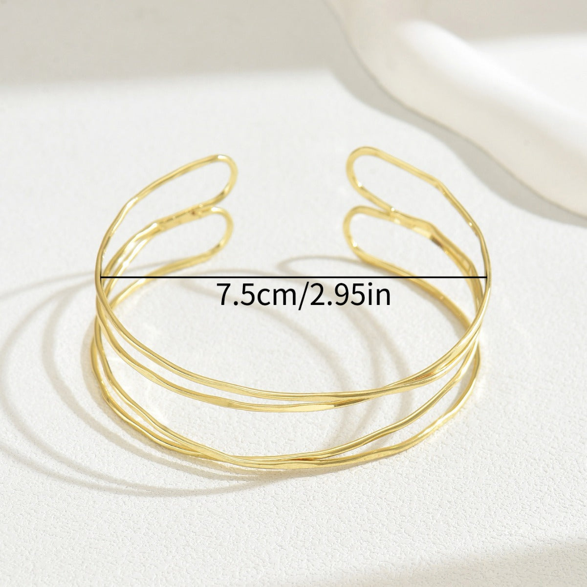 Ins Minimalist Niche Japanese Korean Style Bangle For Women, Multi-Layer High-end Geometric Line Arm Cuff Bracelet, Versatile Daily Jewelry