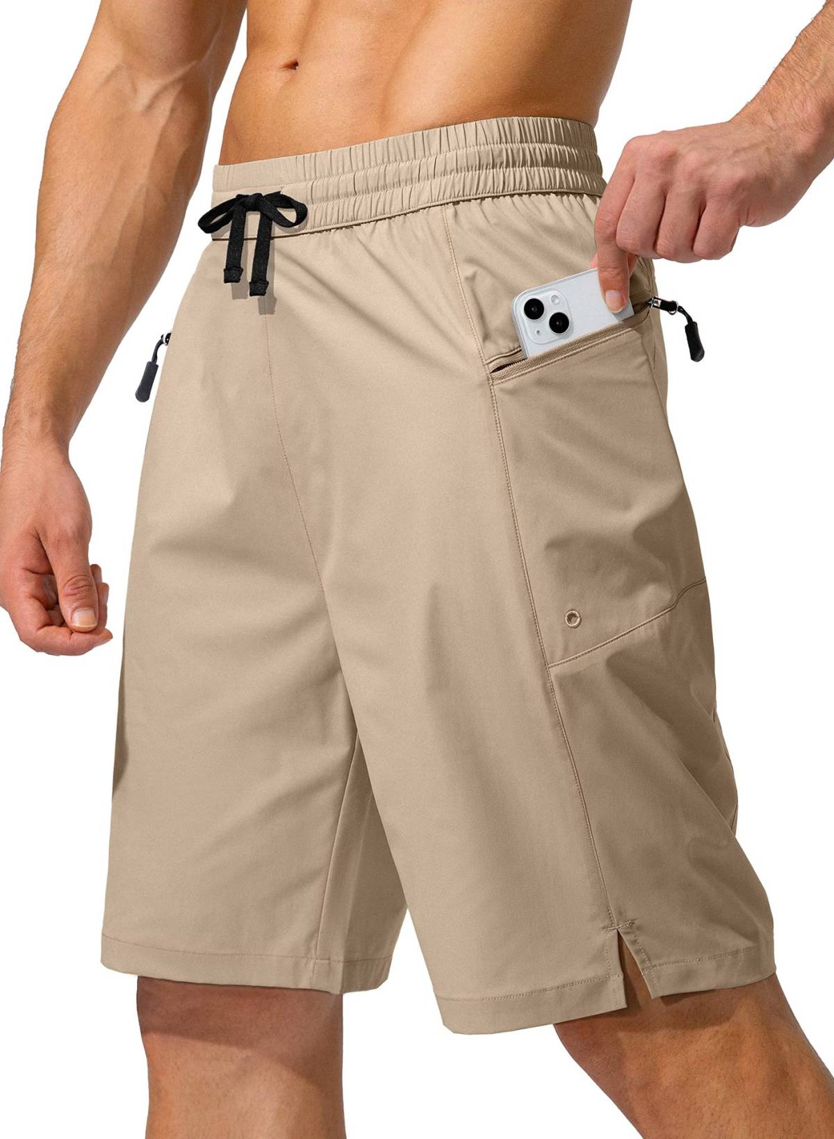 Summer Men's Beach Shorts With Quick Drying Pockets And Drawstring, Loose Outdoor Leisure And Fitness Five Point Shorts