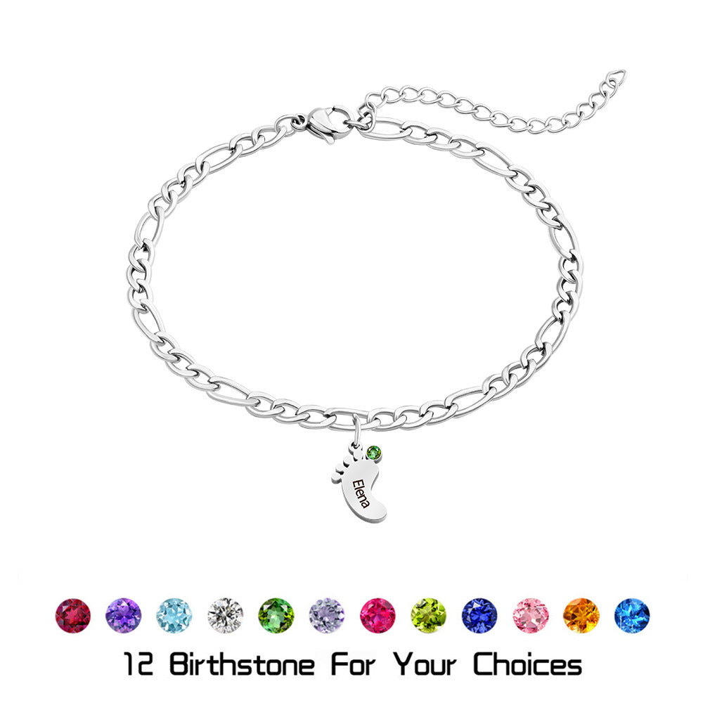 Amazon's New Cross-border Stainless Steel Foot Engraved Bracelet