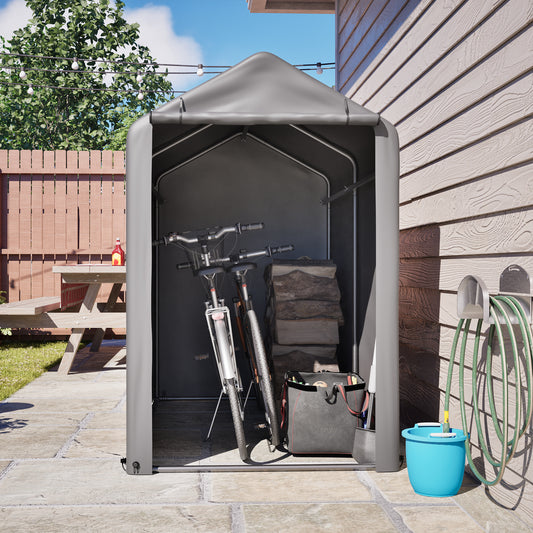 Bicycle Garage 187x100x160 Cm Black Steel Frame Powder-coated Weatherproof Tent With PE Tarpaulin Dark Grey For Bicycle & Garden Tools  Ideal For Balcony, Terrace & Courtyard