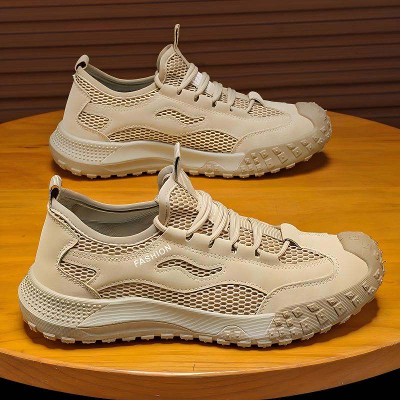 Men's Four-Season Breathable Mesh Work Sneakers, Outdoor Casual Shoes With Tire Pattern Soles