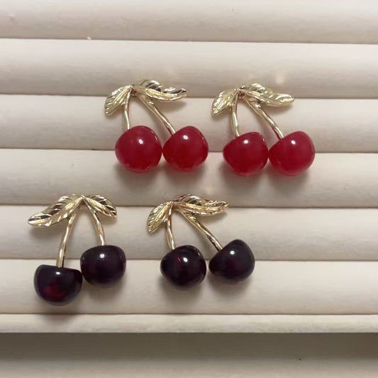 Korean Internet Celebrity New Red Cherry Earrings Niche