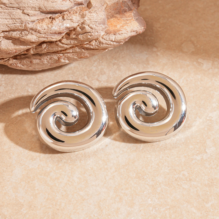 Oversized Pleated Leaf Earrings - Exaggerated Irregular Shape Studs, Statement Fashion Jewelry For Women