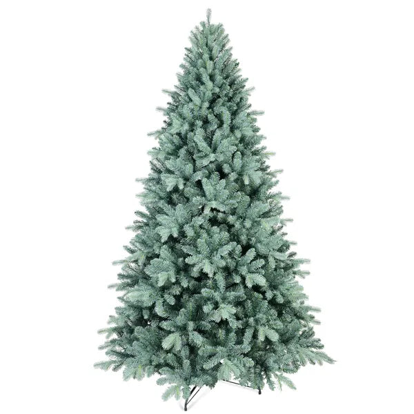 Artificial 6ft Blue Green Tint Christmas Tree With 1390 PE/PVC Mixed Branch Tips, Memory Wire+iron Wire, Hinged Premium & Foldable Base For Indoor Holiday Decorating