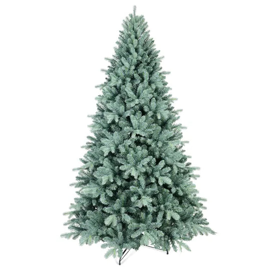 Artificial 6ft Blue Green Tint Christmas Tree With 1390 PE/PVC Mixed Branch Tips, Memory Wire+iron Wire, Hinged Premium & Foldable Base For Indoor Holiday Decorating