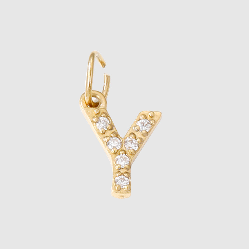 1 Piece 304 Stainless Steel Zircon Ion Plating 14K Gold Real Plated Letter Number Polished Stretch Adjustable Pendant DIY Jewelry Accessories
