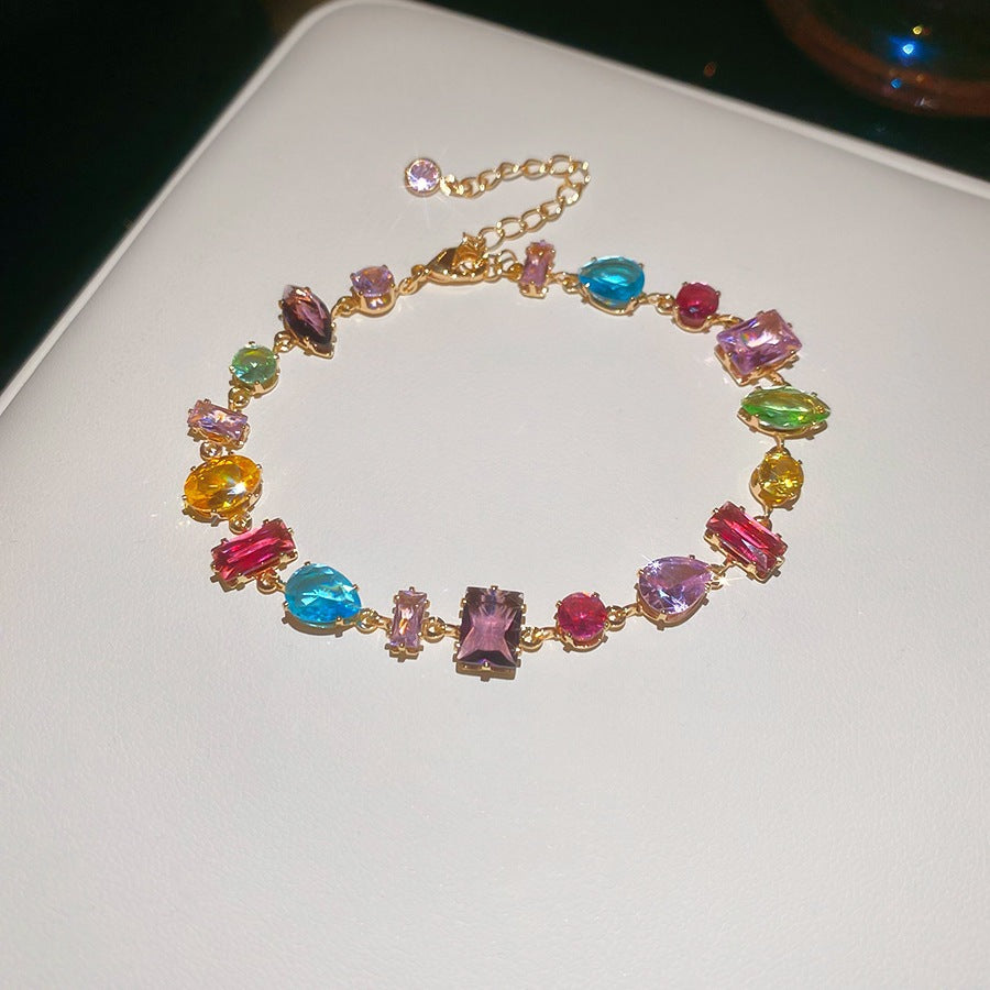 Ins Style Korean Rhombus Zirconia Bracelet Minimalist Ethereal Bangle Chic Fashion Hand Jewelry