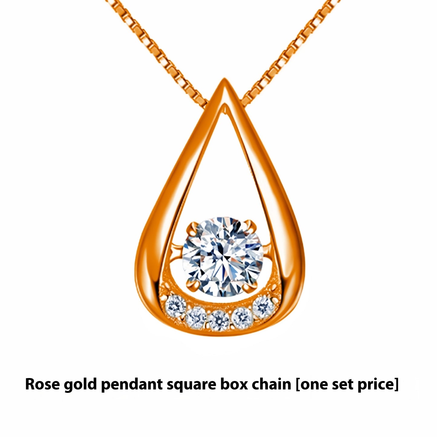 White Gold Plated Drop-shaped Diamond-embedded Smart Pendant Necklace