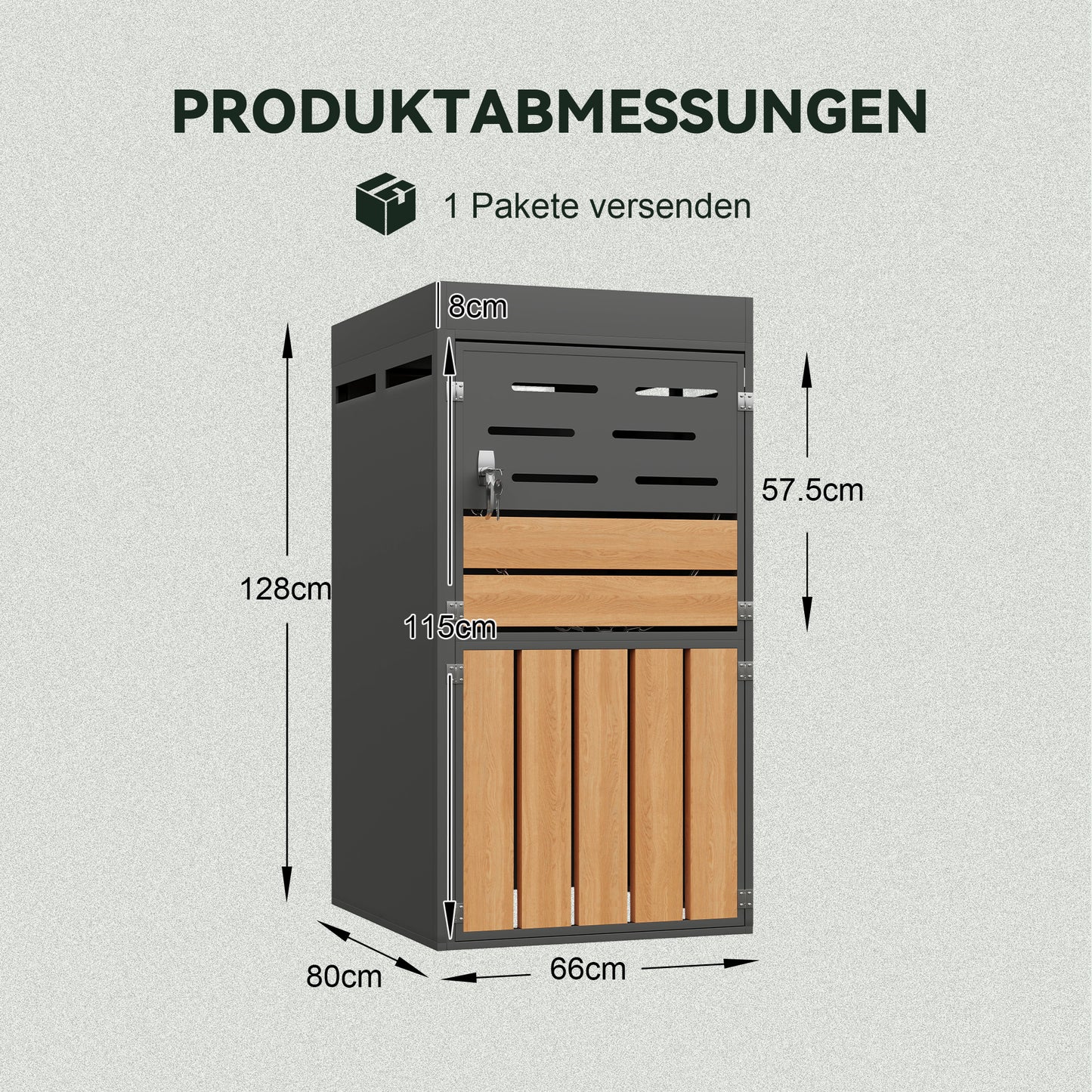 Multifunctional Outdoor Cabinet With Integrated Planter, Louvered Ventilation And Galvanised Steel Frame  Lockable Doors With Safety Chain For Storage & Garden Decoration, Without Waste Bin