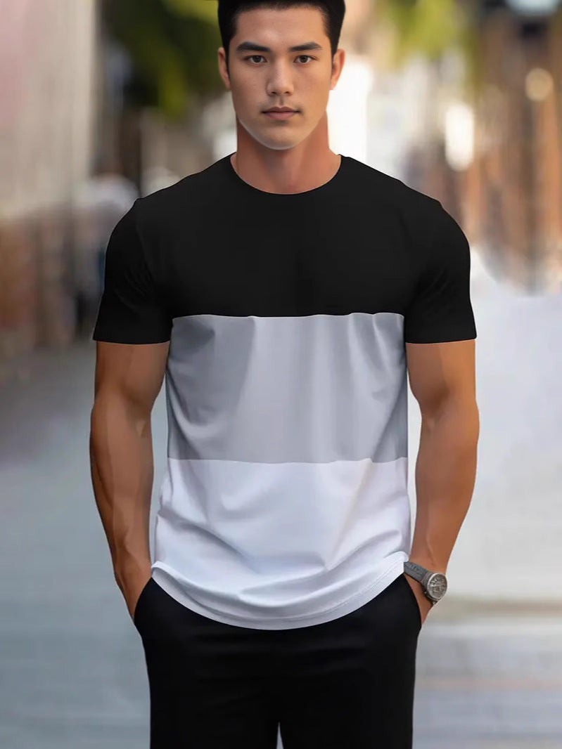 Mens Round-neck Loose-fitting Breathable Top For Sports And Fitness