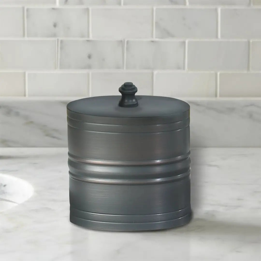 Stainless Steel Vanity Jar Stylish Storage For Cotton Swabs,Sponges & Bath Salts  Decorative Canister For Bathroom,Bedroom Oil Rubbed Bronze Finish