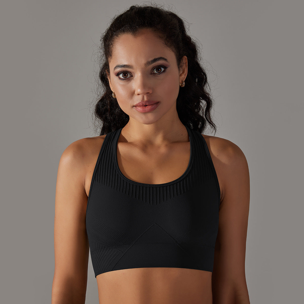 Knitted Solid Color Jacquard H-shaped Beauty Back Yoga Bra