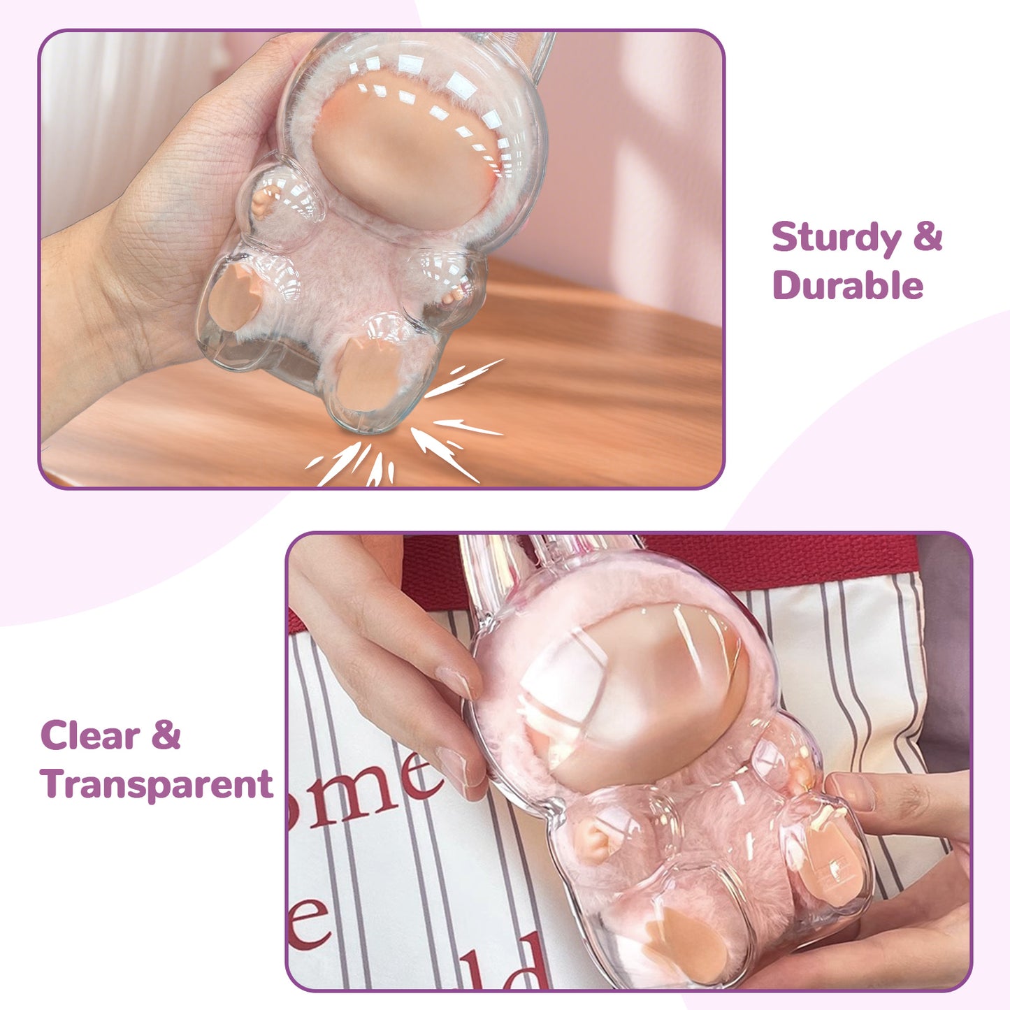 Tocirelo Protective Case Cover Compatible With LABUBU Have A Seat, Clear Plastic Display Case With Keychain, Portable Acrylic Dustproof Accessories Protector Holder For Collectors  Doll Not Included