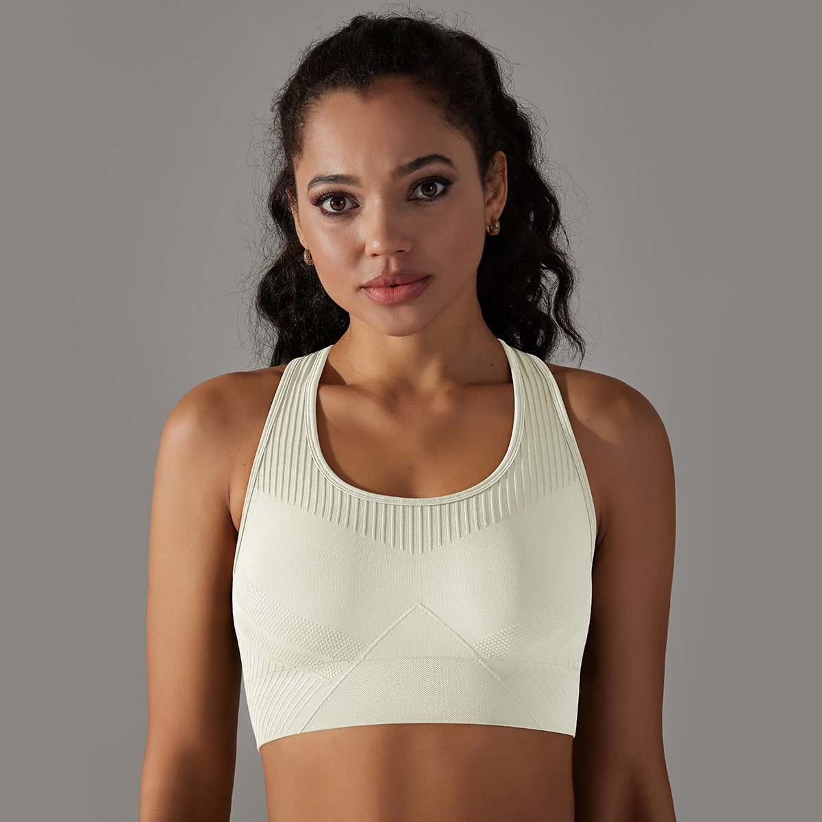 Knitted Solid Color Jacquard H-shaped Beauty Back Yoga Bra