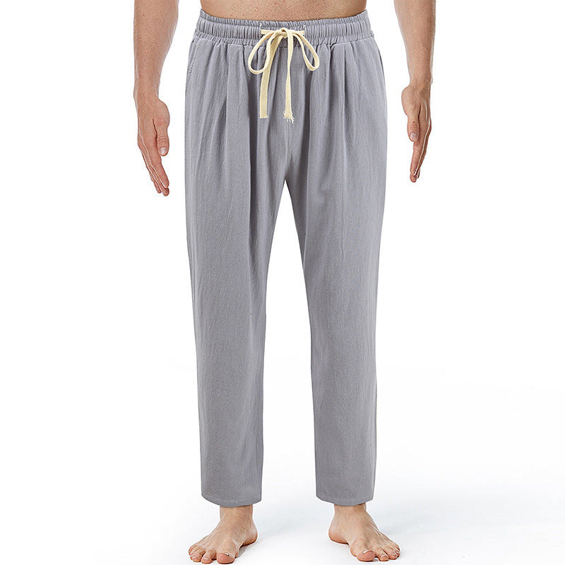 Loose-fit, Plus-size, Straight-leg Linen Pants, Korean-style Trendy Sporty-casual