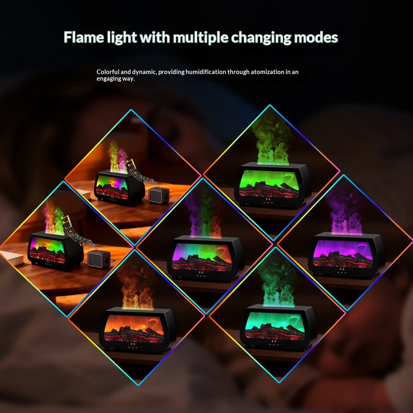 Steam Fireplace Aroma Diffuser Flame Humidifier Small Home Automatic Fragrance Sprayer