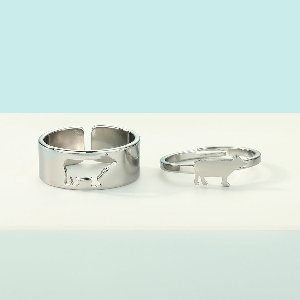 Gold Animal Cow Couple Ring Best Gift