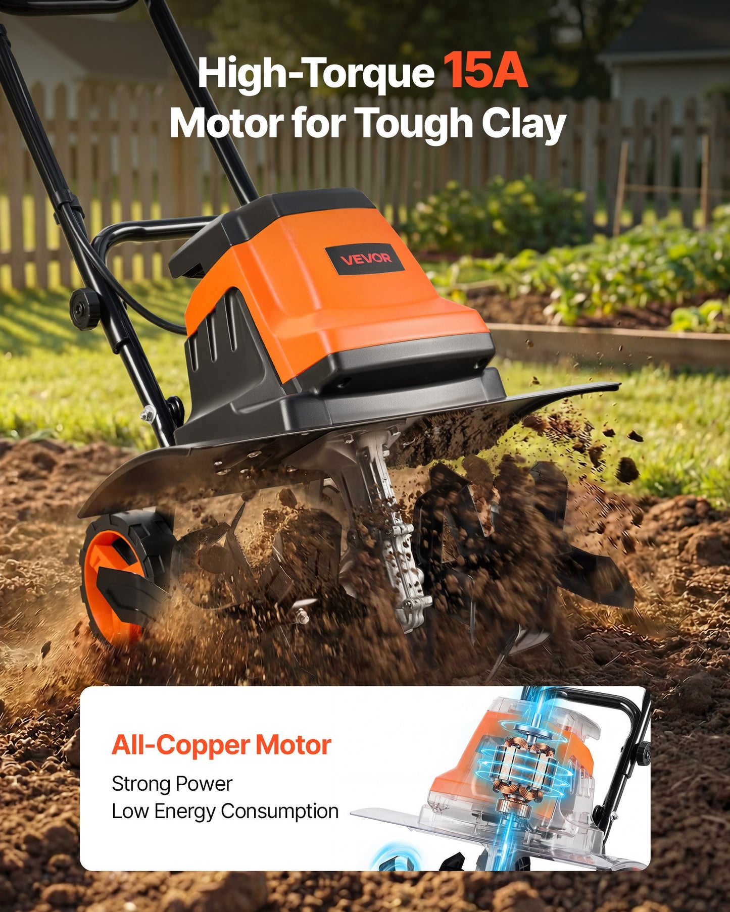 Corded Electric Tiller, 18 Inch Tilling Width Garden Rototiller, 15-Amp Motor Heavy-Duty Tilling Machine, Cultivator With Steel Tines And Foldable Handle, For Lawn, Yard, And Gardening Care