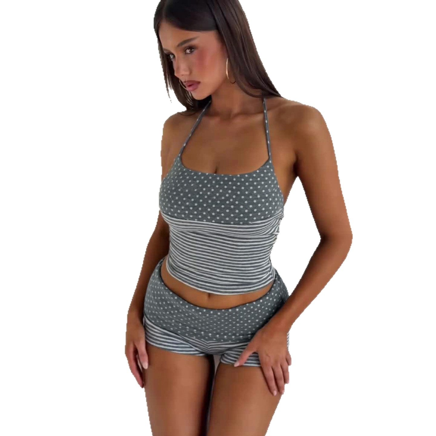 Casual Home Wear Halter Top And Shorts Set