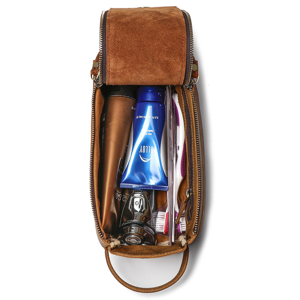 Retro-style Multi-functional Leather Tote Mens Makeup Bag