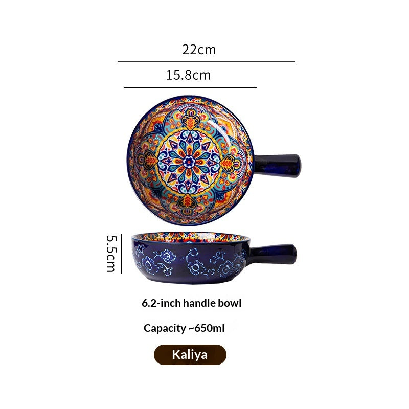 Bohemian Ceramic-handled Bowl Creative Design For Home Use