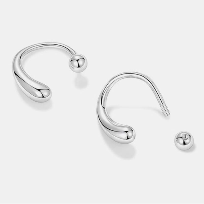 1 Pair 999 Sterling Silver Eggplant Screw-back Stud Earrings, Cute Minimalist Style, For Daily Wear & Casual Office