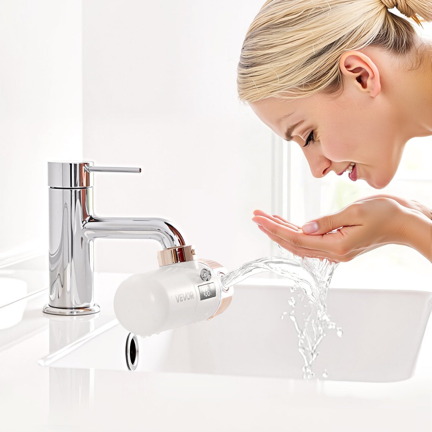 Skincare Water Filter Bathroom Sink Faucet Purifier For Skin White  Gold