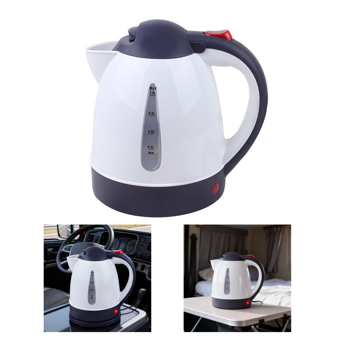 Portable Car Electric Kettle 1000ml Road Trip Travel Cigar Lighter Car Truck Heated Water Tea Coffee Kettle Auto Shut Off