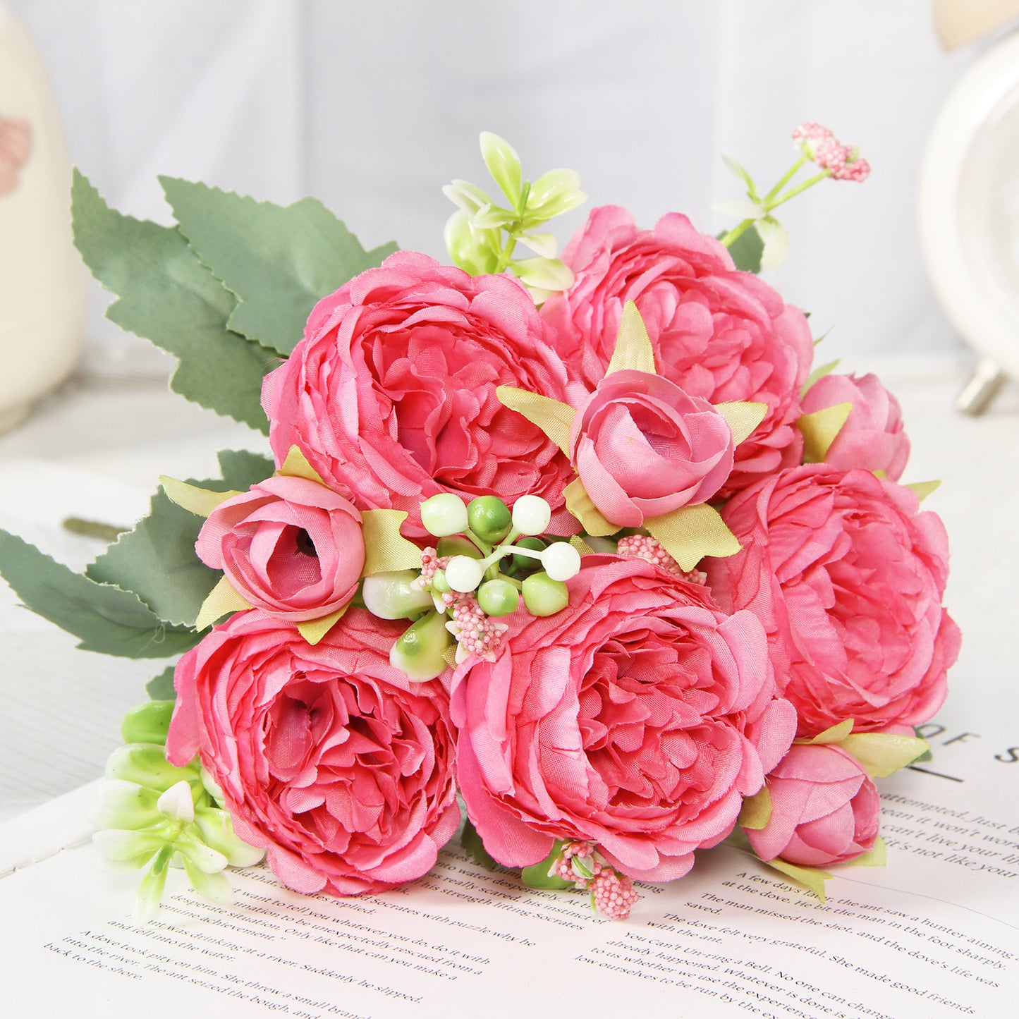 Home Wedding Rose Bouquet Made Of Silk Flowers