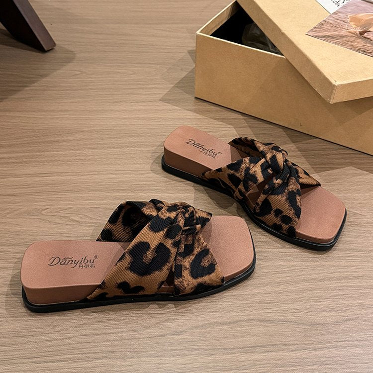 French Polka Dot Cross Belt One Line Slippers For Women's Summer Outdoor Wear Vacation Fairy Style Beach Sandals