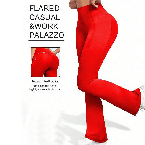 High-waisted Casual Flared Pants For Fitness And Sports